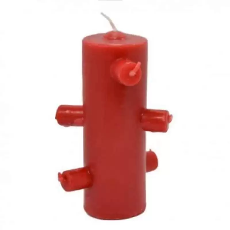 Velón 7 mechas Rojo