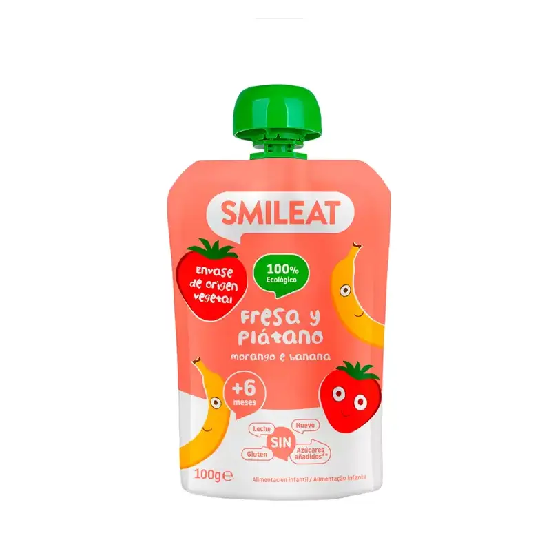 Pouch Fresa y plátano Bio 100 gr. Smileat