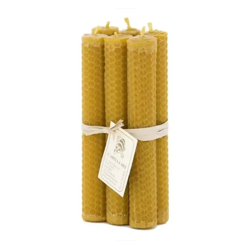 Vela Miel Cera virgen de abeja 6 unidades 20 cm. Abella
