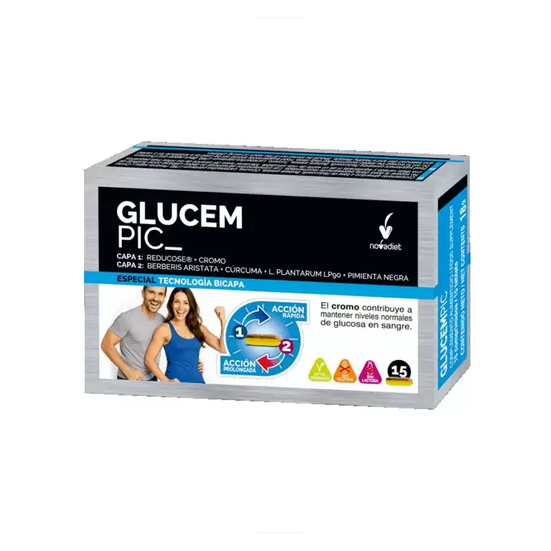 Glucempic 15 comprimidos Novadiet – Control del apetito y glucosa