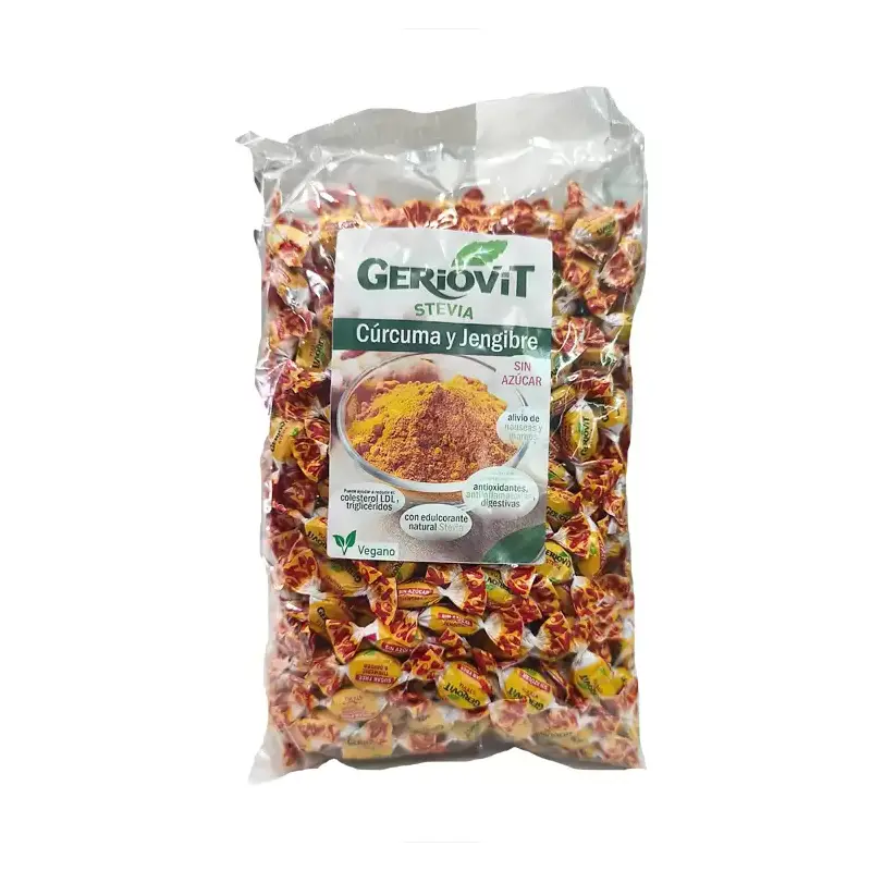 Caramelos Cúrcuma y jengibre con estevia 1 kg. Geriovit