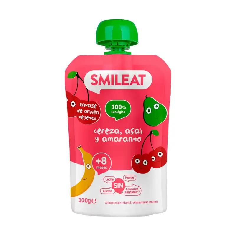 Pouch Cereza, acai y amaranto Bio 100 gr. Smileat