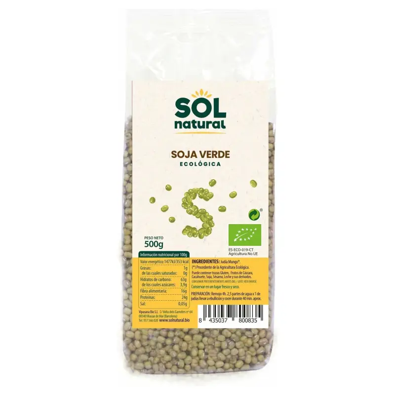 Soja verde, Judía mungo Bio 500 gr. Sol natural
