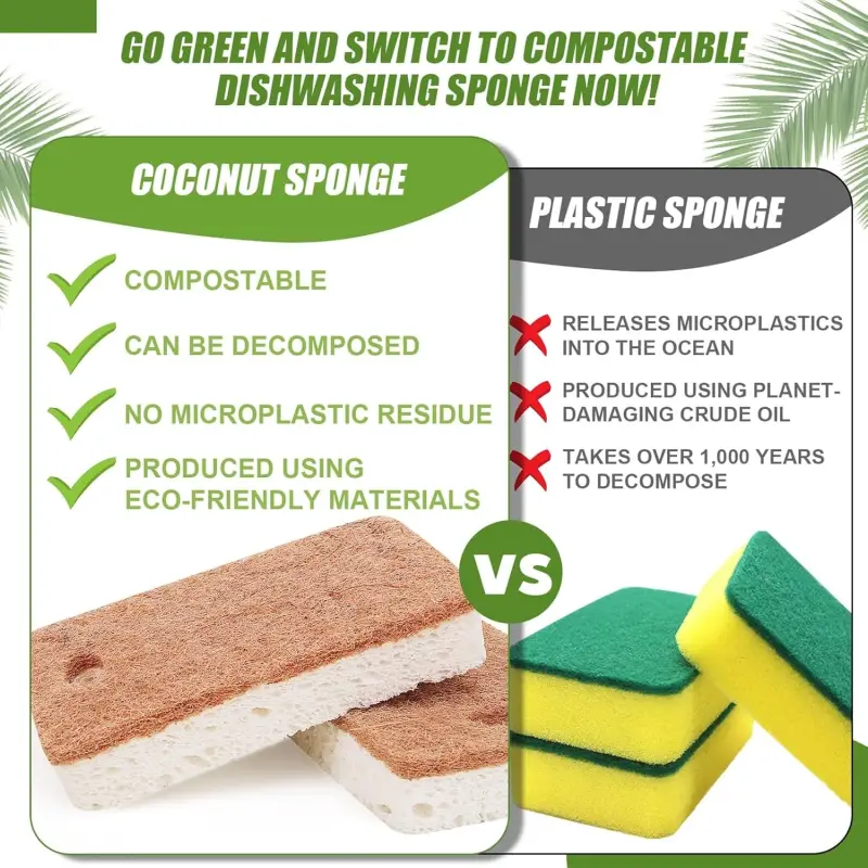 Estropajo biodegradable Fibra de coco y celulosa 1 unidad Cozymire