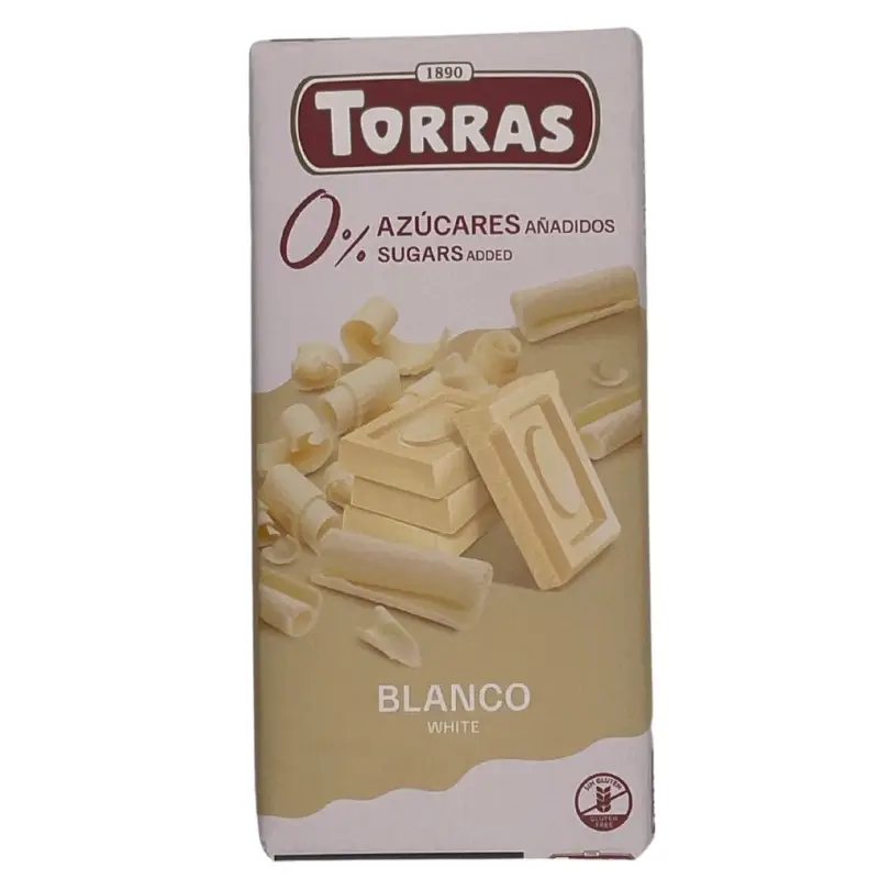 Chocolate blanco 0% azúcares añadidos 75 gr. Torras
