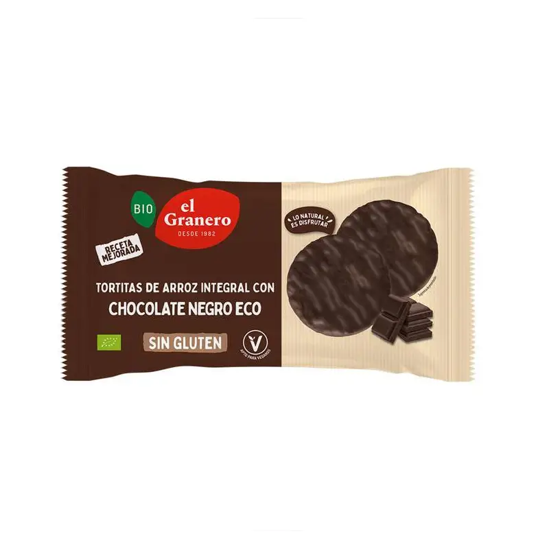 Tortitas Arroz con chocolate negro Bio 6 unidades 90 gr. El granero integral